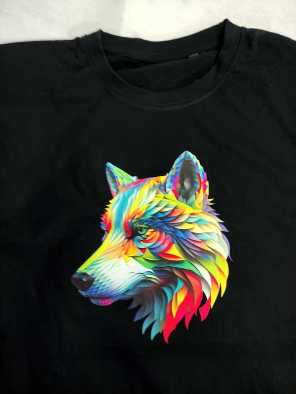 koszulka z nadrukiem wilka